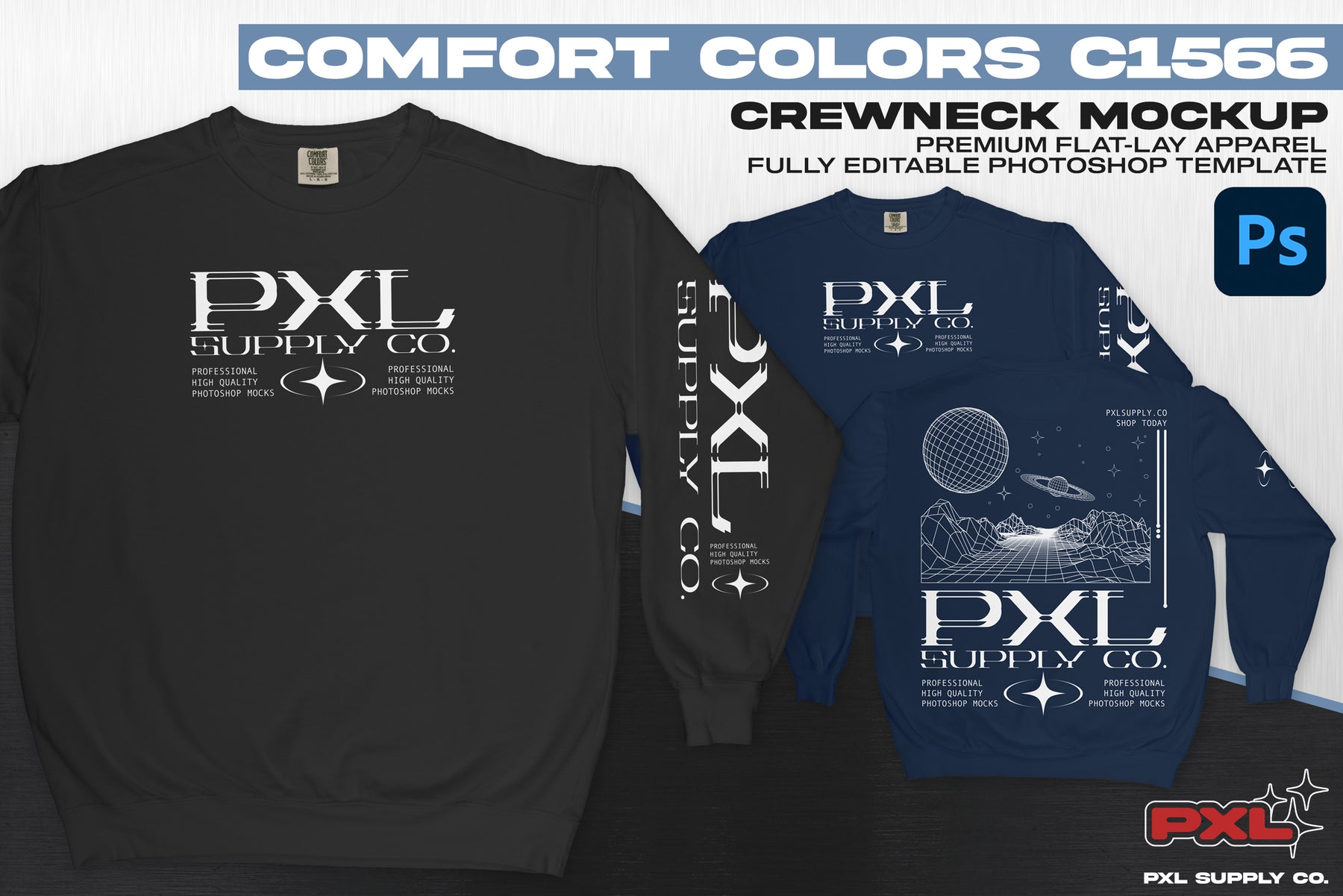 Comfort Colors C1566 Crewneck Mockup