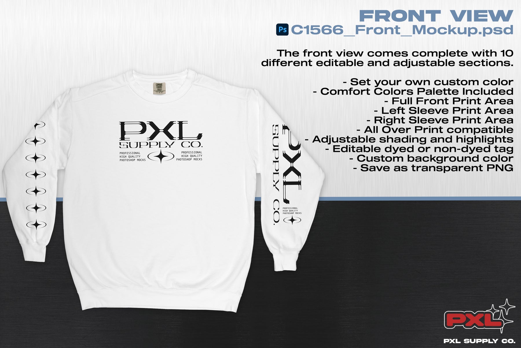 Comfort Colors C1566 Crewneck Mockup