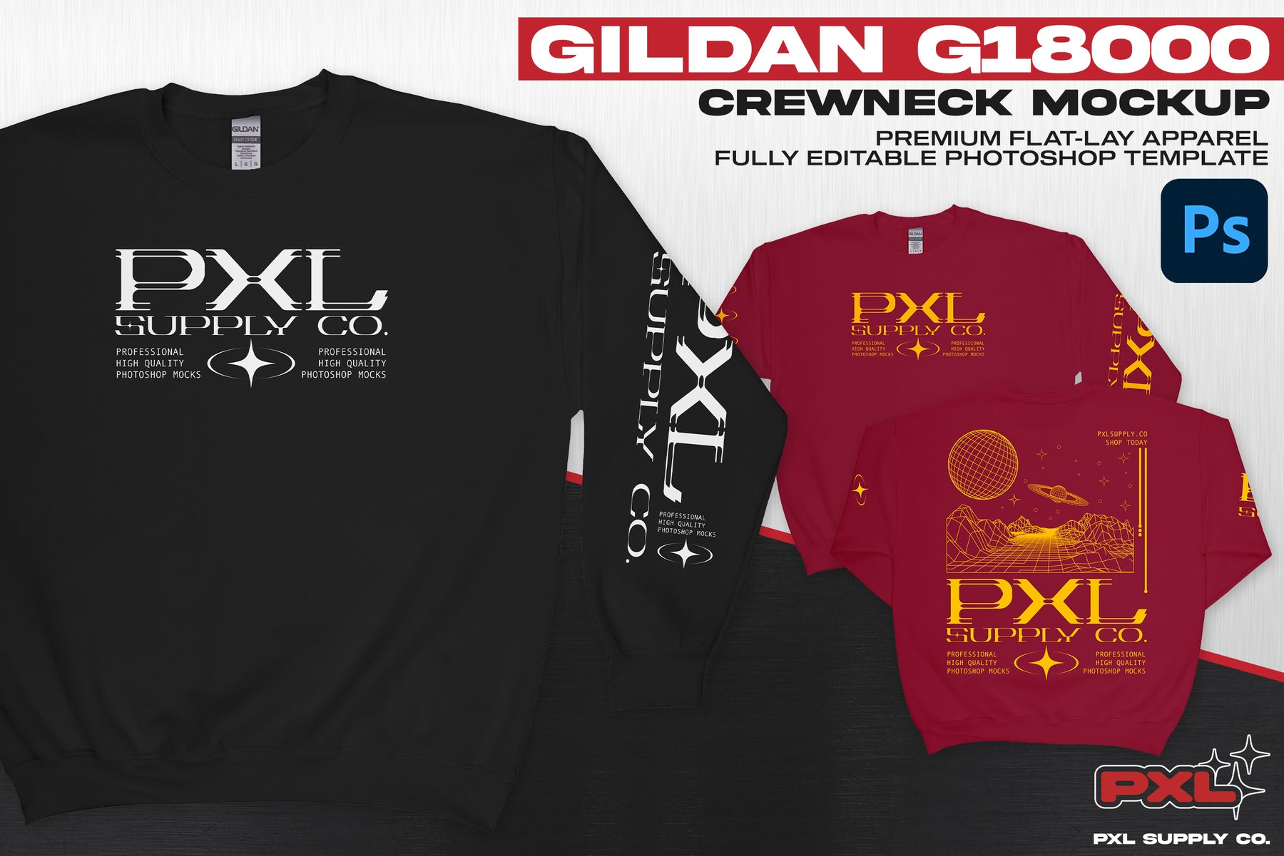 Gildan 18000 (Crewneck) PSD Mockup