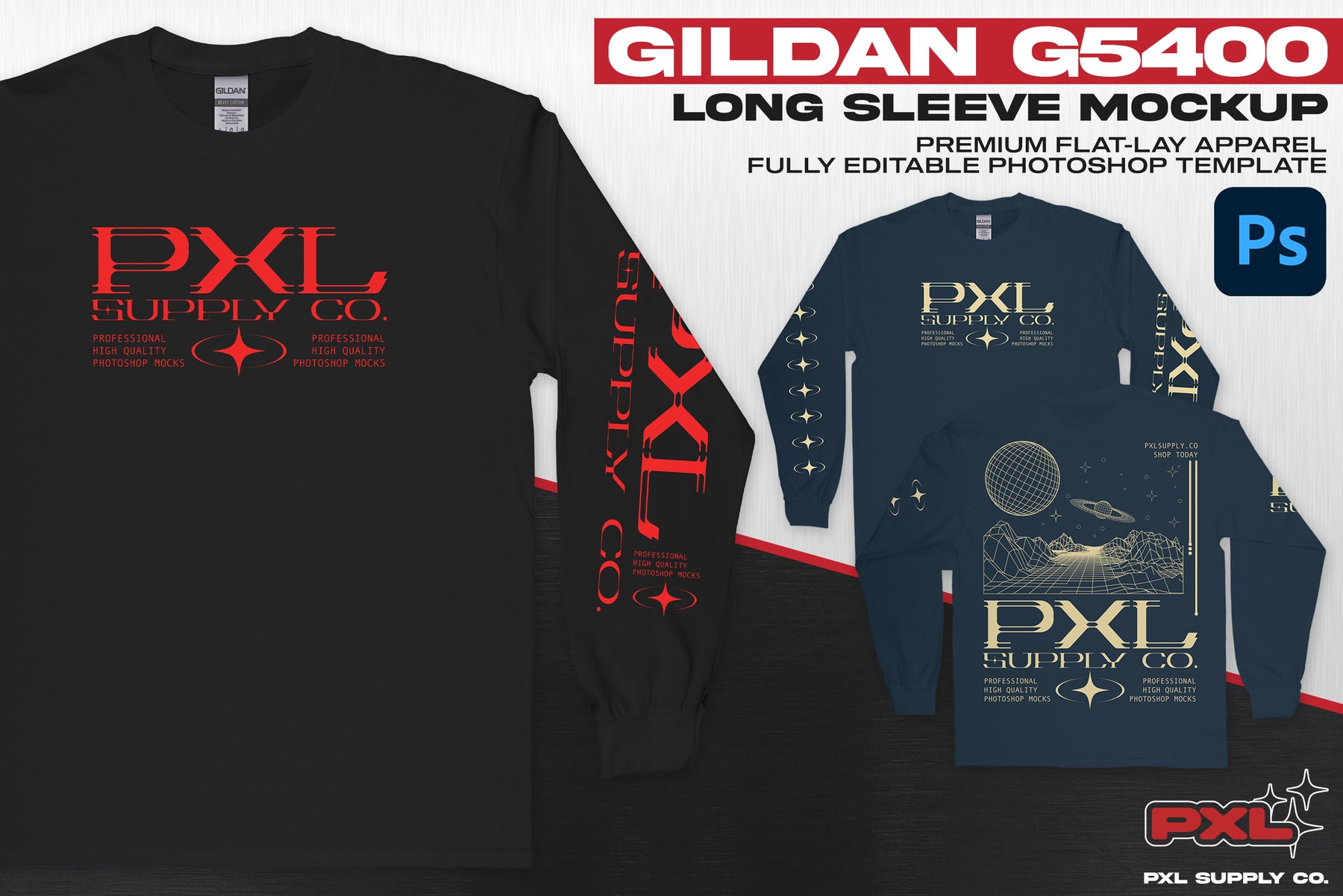 Gildan 5400 (Long Sleeve) PSD Mockup