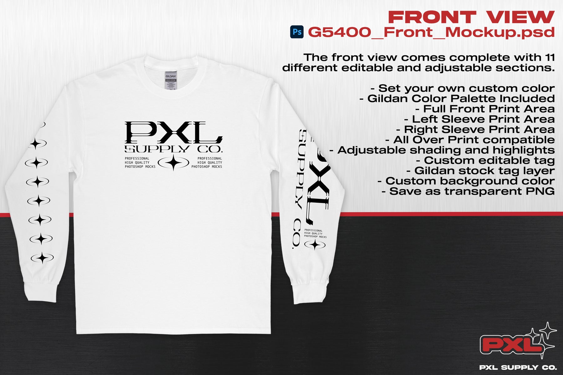 Gildan 5400 (Long Sleeve) PSD Mockup