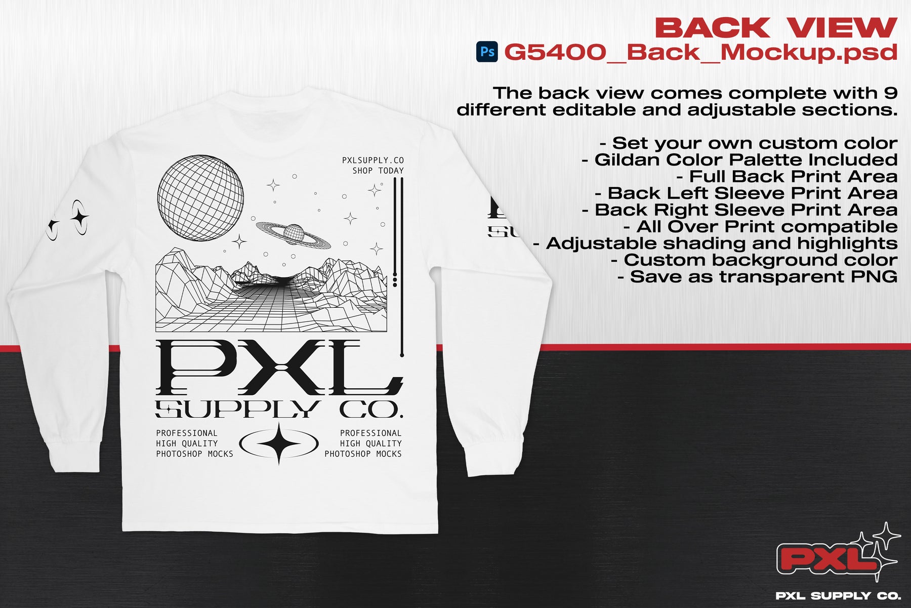 Gildan 5400 (Long Sleeve) PSD Mockup