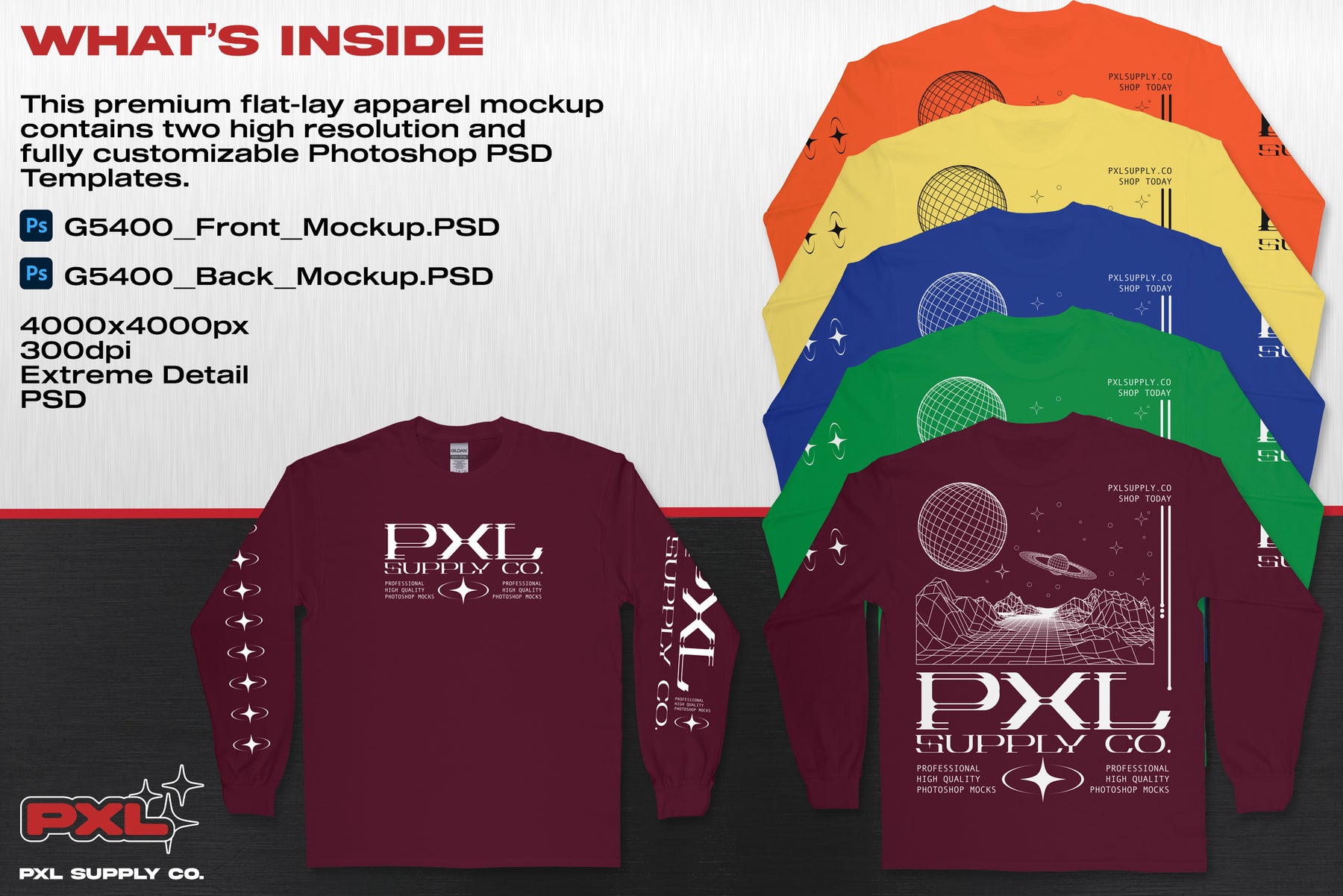 Gildan 5400 (Long Sleeve) PSD Mockup
