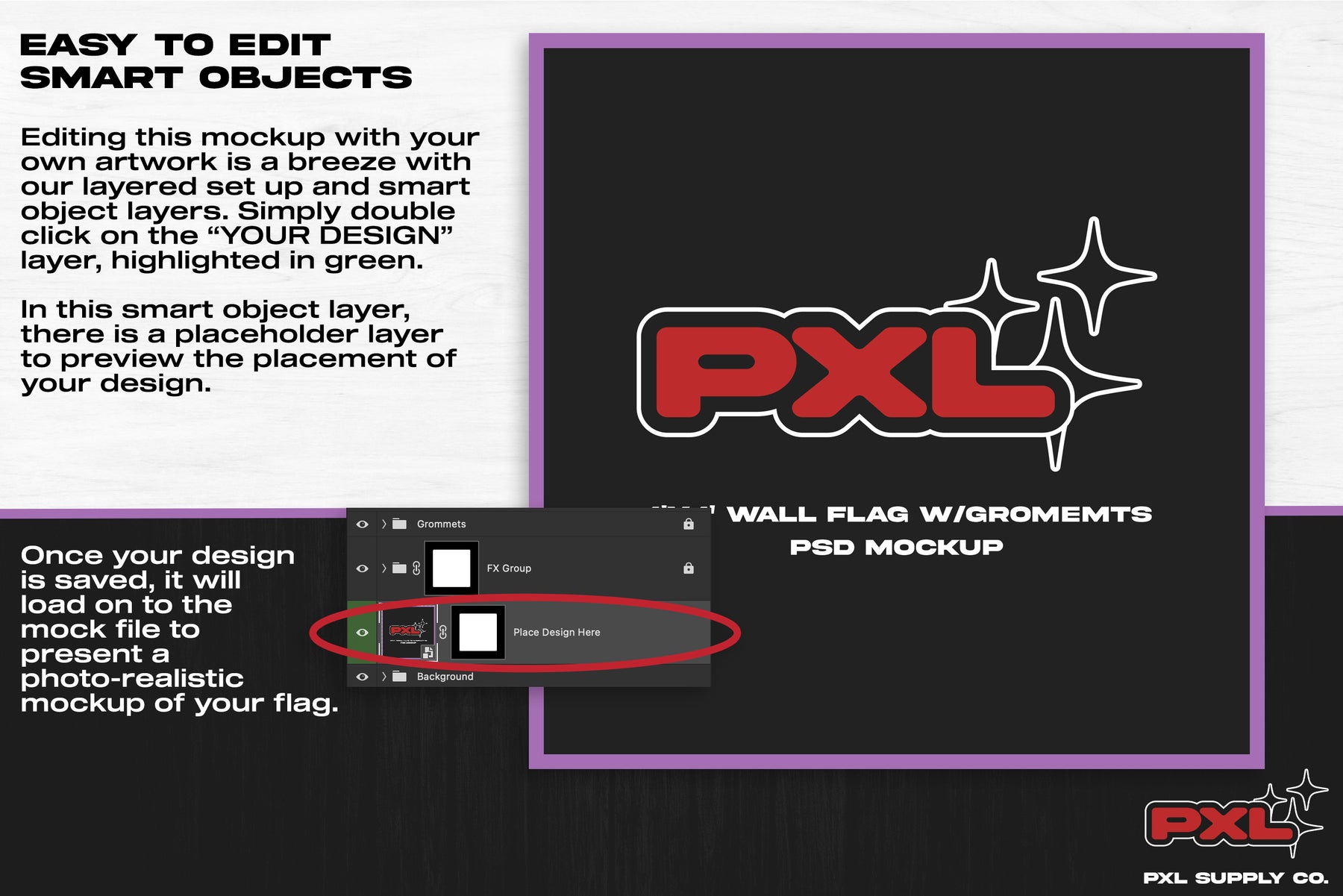 Wall Flag w/Grommets Mockups