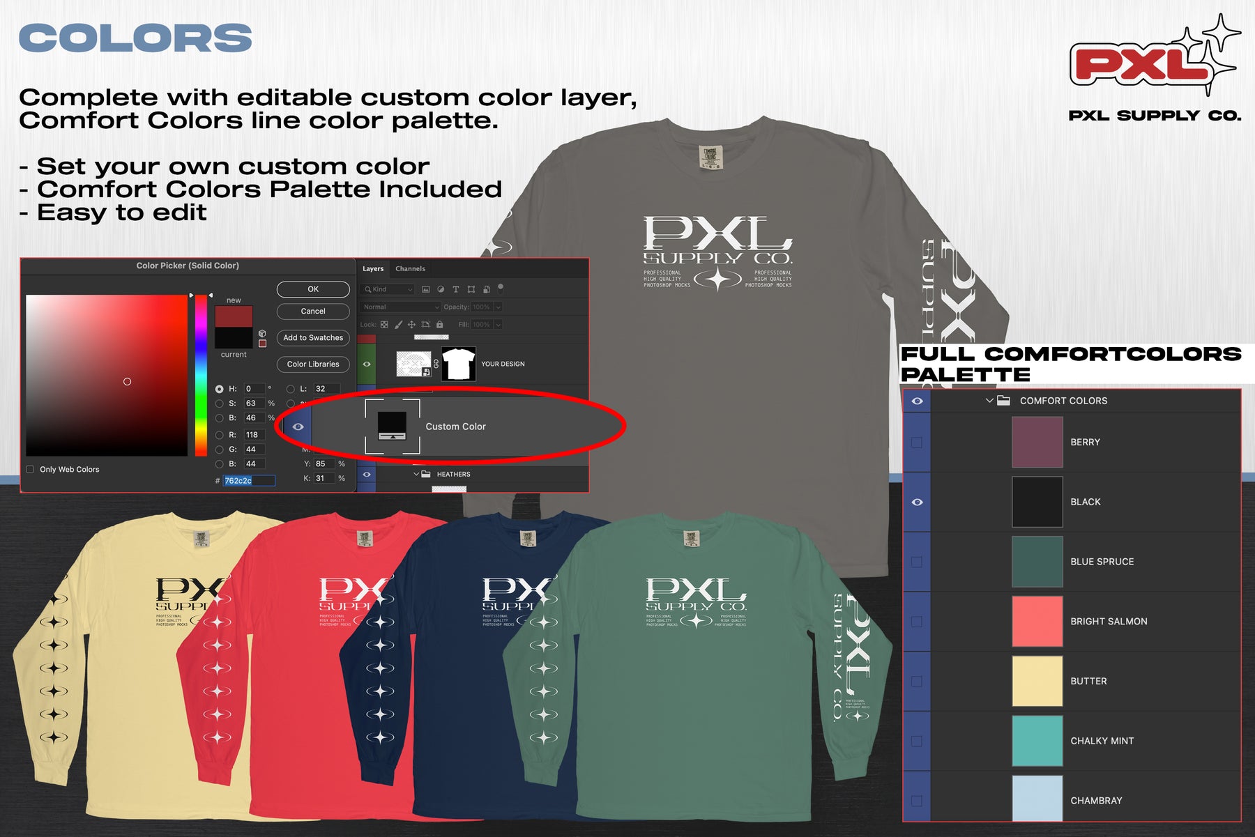 Comfort Colors C6014 Long Sleeve Mockup