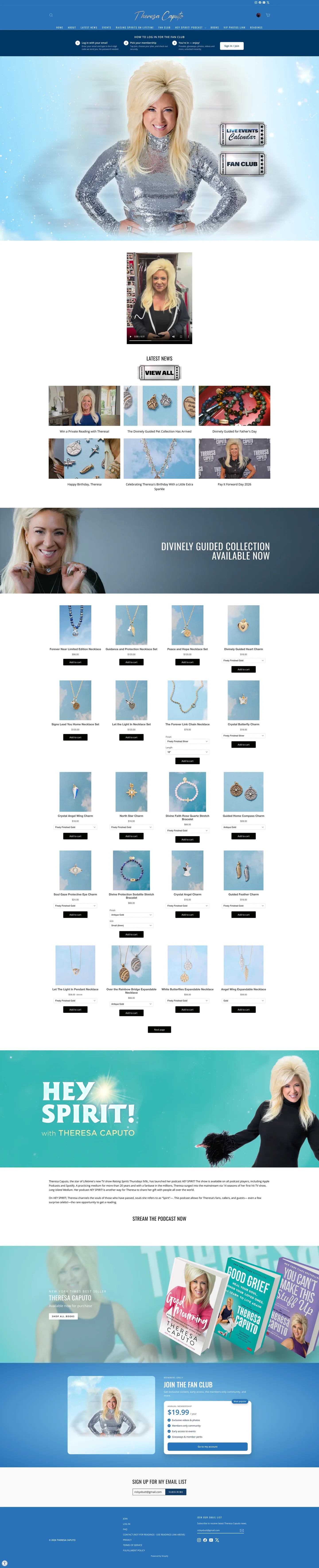 Theresa Caputo homepage, full page