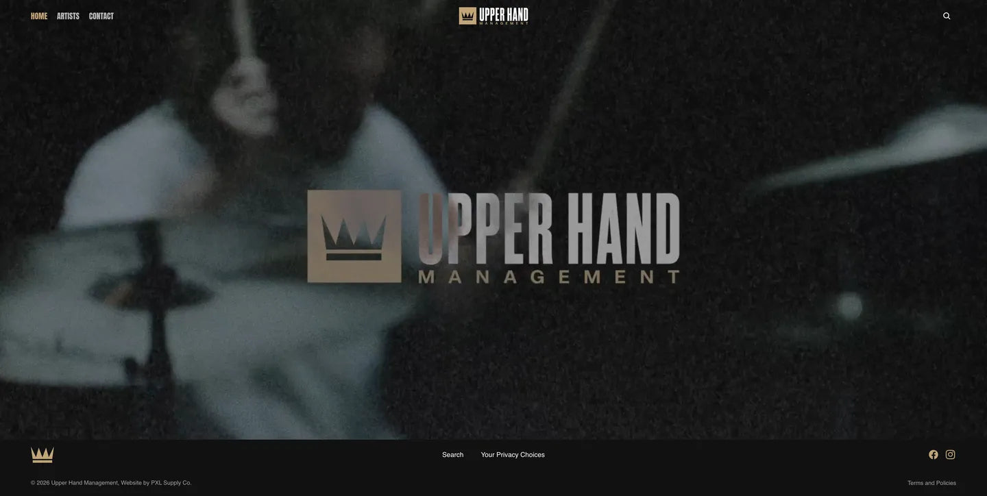 Upper Hand Management homepage, full page